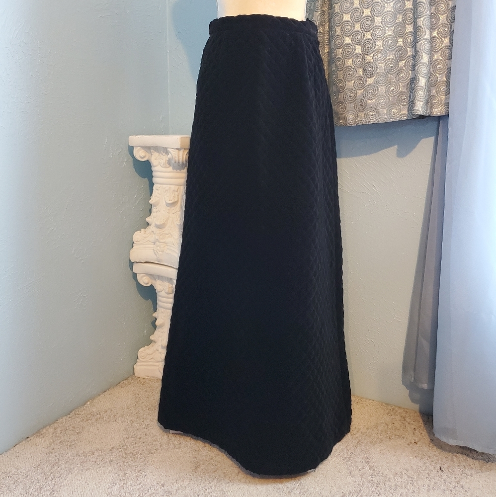 Vintage Alex Colman quilted velvet maxi skirt C91